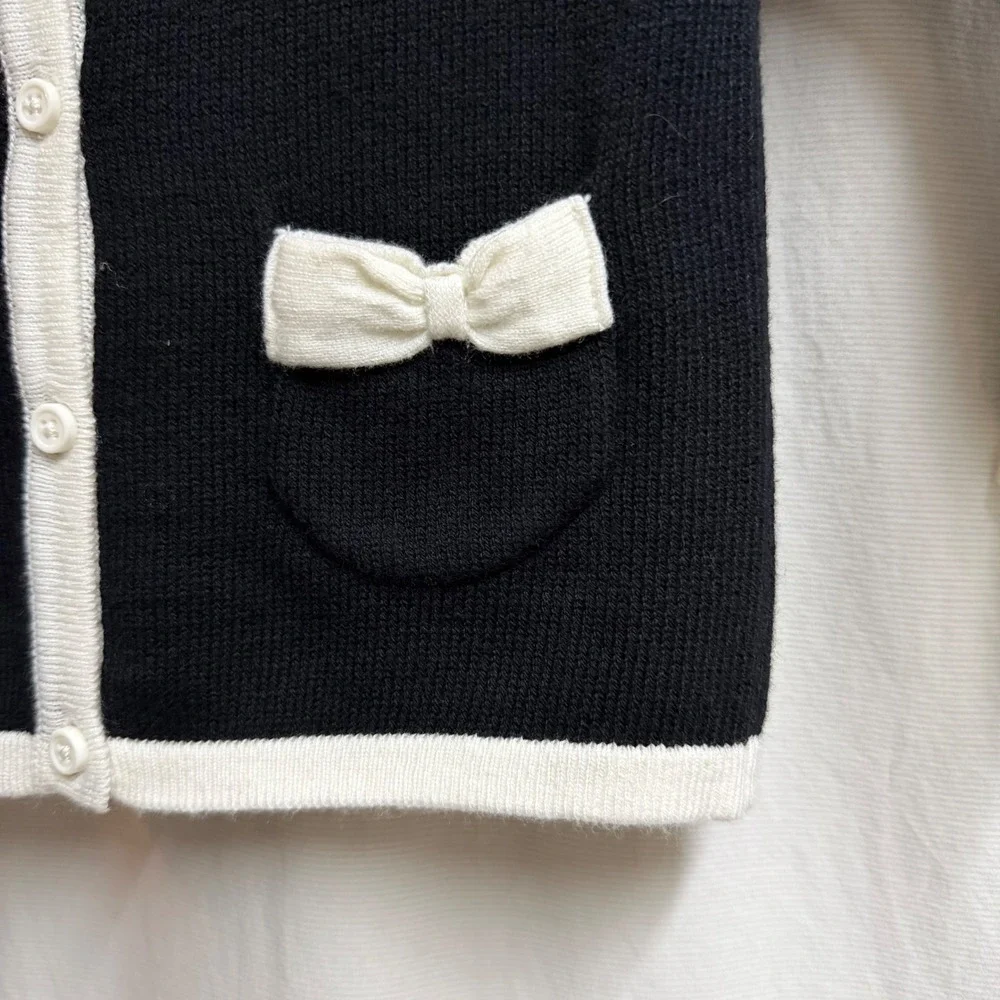Gymboree Baby Girls Black White Bow Cardigan Sweater 12-18 Months